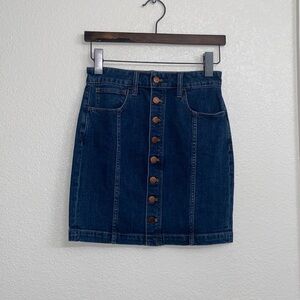 Madewell Stretch Denim Straight Mini Skirt Arroyo Wash Button-Front Edition